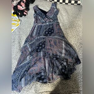 Tommy Hilfiger Gray and Black Asymmetrical Halter Sundress
